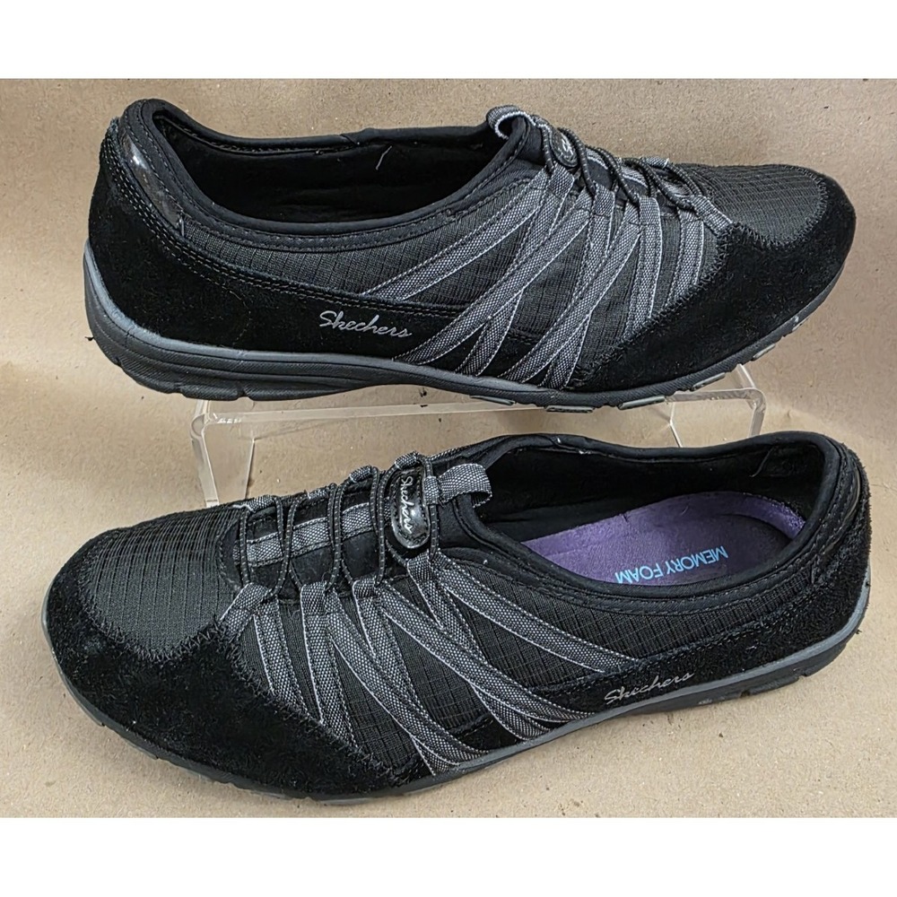 Skechers (Sz 11)  Shoes Womens Black Relaxed Fit Memory Foam Slip On Casual